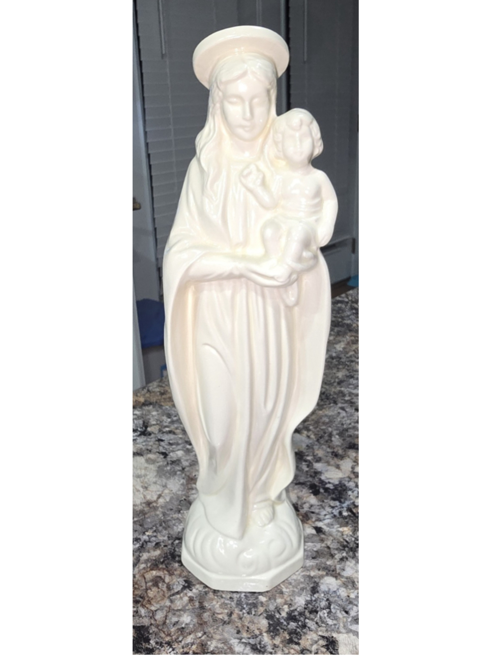 Unbranded Ceramic Virgin Mary and Child Statue, One Size, White